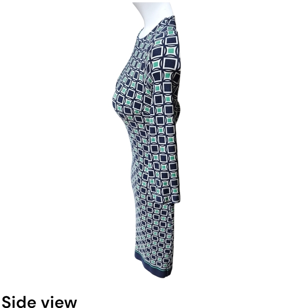 TALBOTS Women's Petite Blue & Green Geometric 1/2 Sleeve Mini Sheath Dress NWOT - Picture 6 of 14